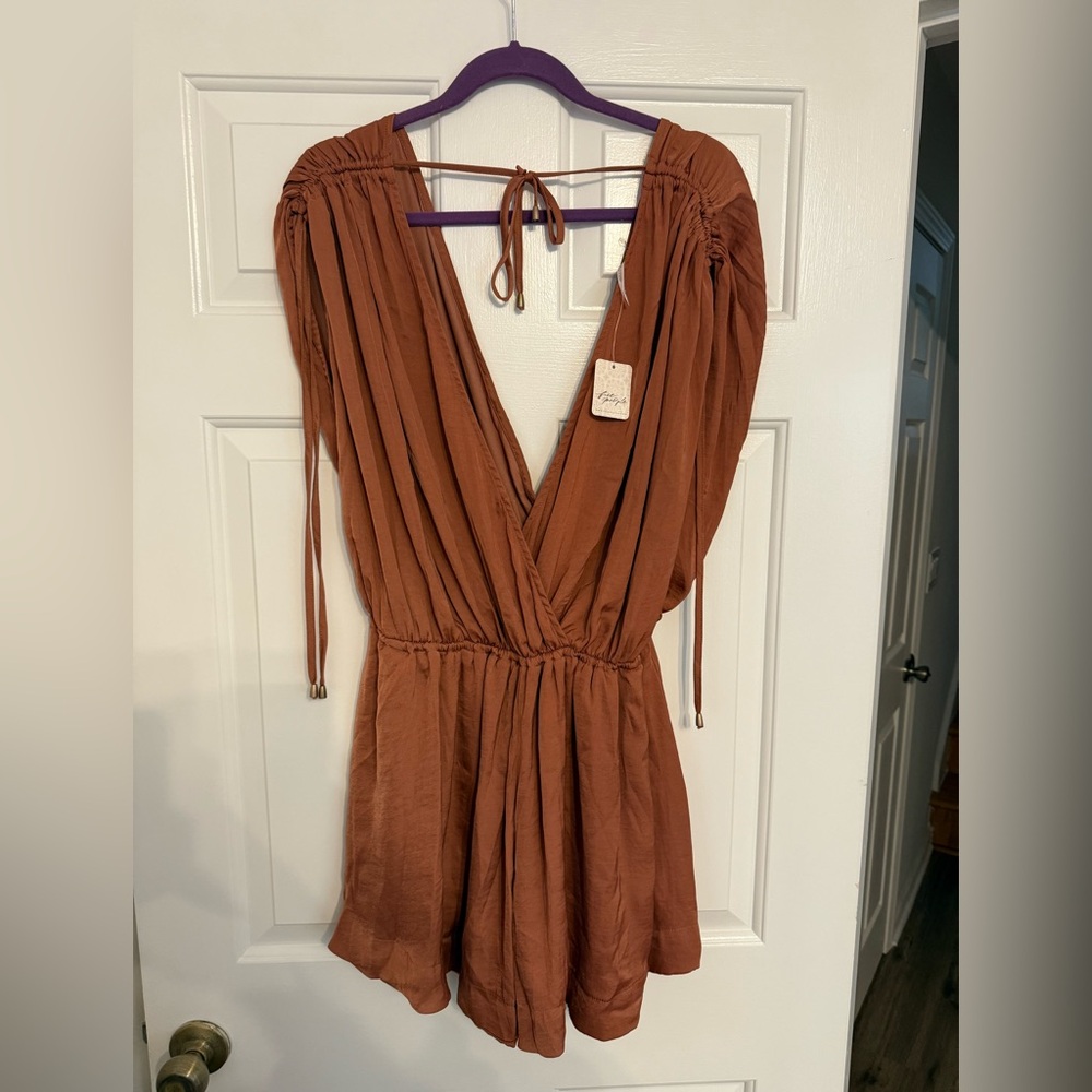 Free People Bea Romper in Peach Bark